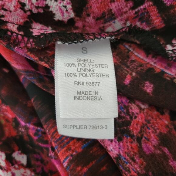 Bisou Bisou Pink Floral Plaid Peplum Blouse Top Size Small - Picture 9 of 9